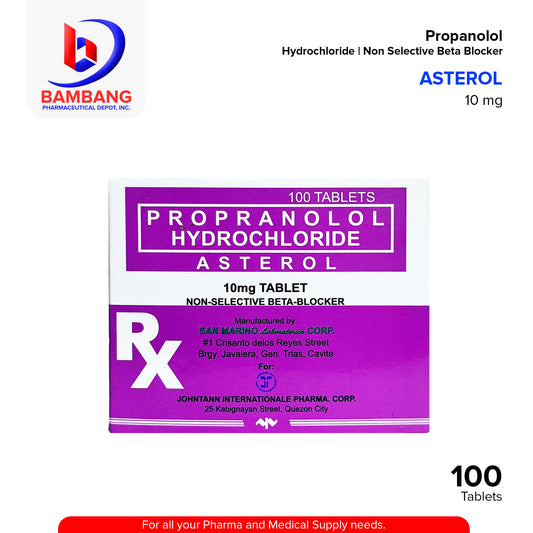 ASTEROL Propranolol Hydrochloride Non Selective Beta Blocker 10mg Table 100's