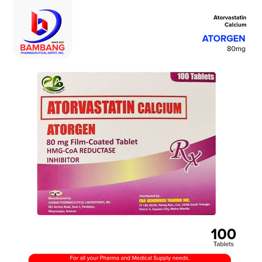 ATORGEN Atorvastatin Calcium 80mg Film Coated Tablet 100'
