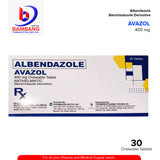AVAZOL Albendazole 400mg Chewable tablet 30's