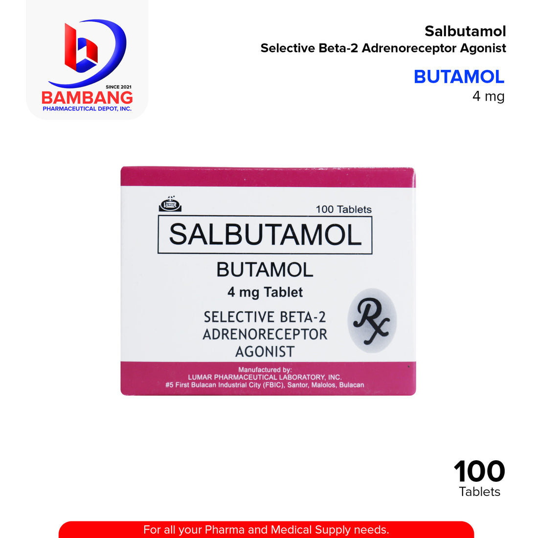BUTAMOL Salbutamol Selective Beta 2 Adrenoreceptor Agonist 4 mg Tablet ...