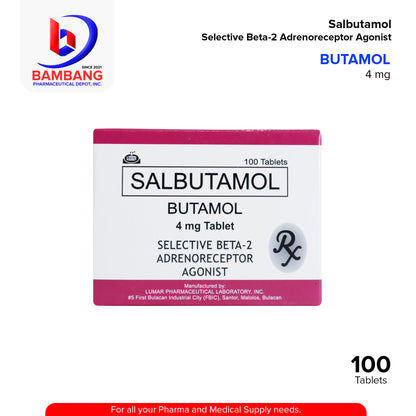 BUTAMOL Salbutamol Selective Beta 2 Adrenoreceptor Agonist 4 mg Tablet 100's