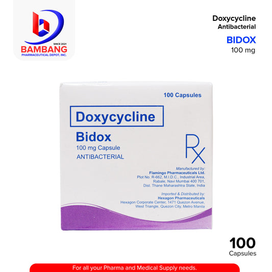 BIDOX Doxycyline Antibacterial 100 mg Capsule 100's