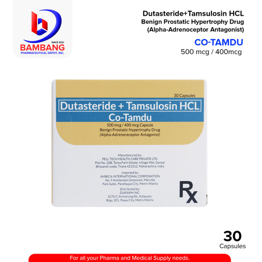 CO-TAMDU Dutasteride + Tamsulosin HCI 500mcg / 400mcg Capsule 30's