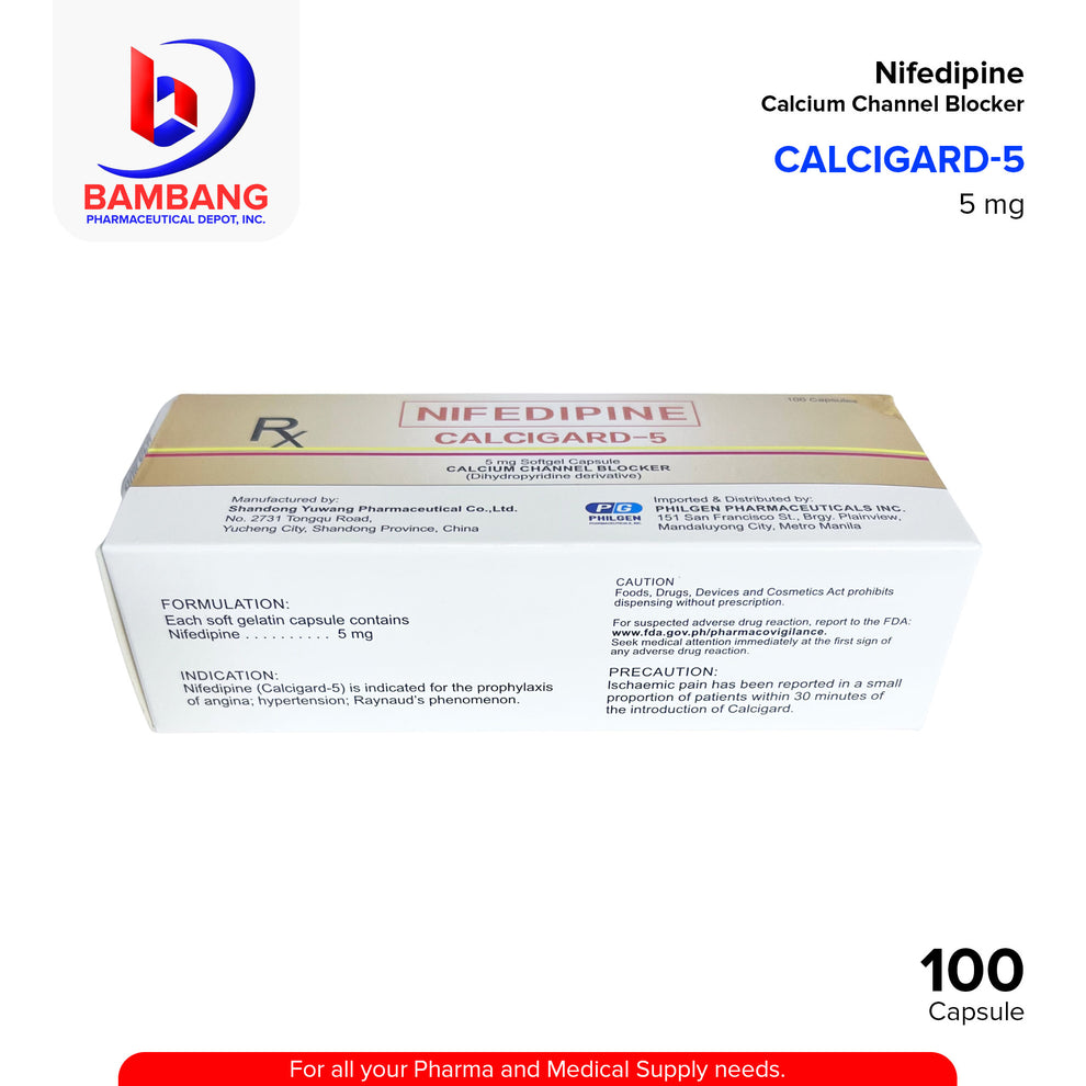 CALCIGARD Nifedipine 5mg Softgel Capsule 100's – Bambang Pharmaceutical ...