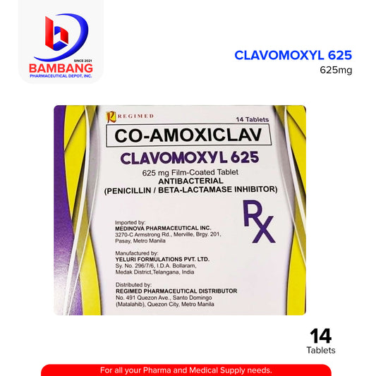 CLAVOMOXYL Co-Amoxiclav 625mg Film Coated Tablet 14's