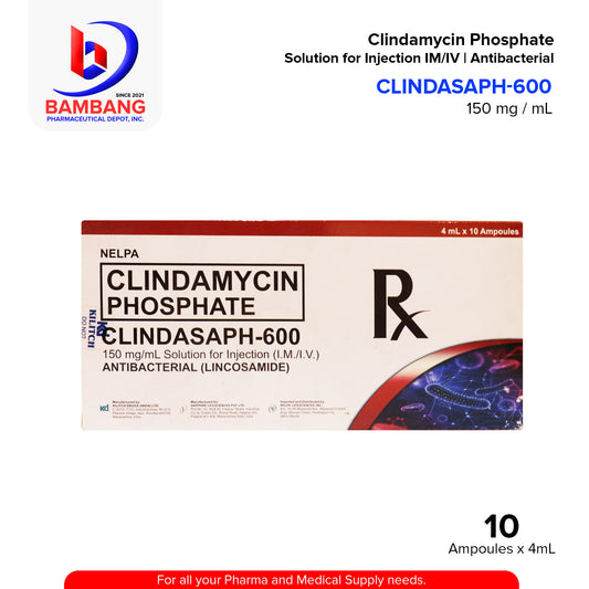 CLINDASAPH-600 Clindamycin 150mg Capsule Solution for Injection Antibacterial Ampoules 10's