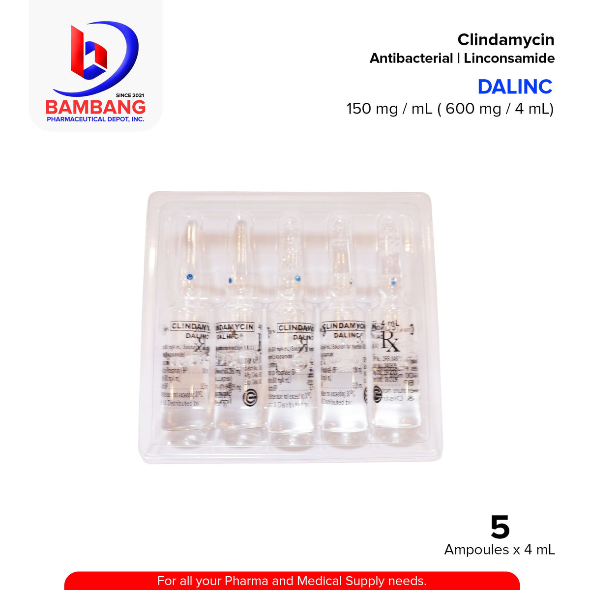 DALINC Clindamycin 150mg /ml 600mg / 4ml Solution For Injection (I.M/I ...