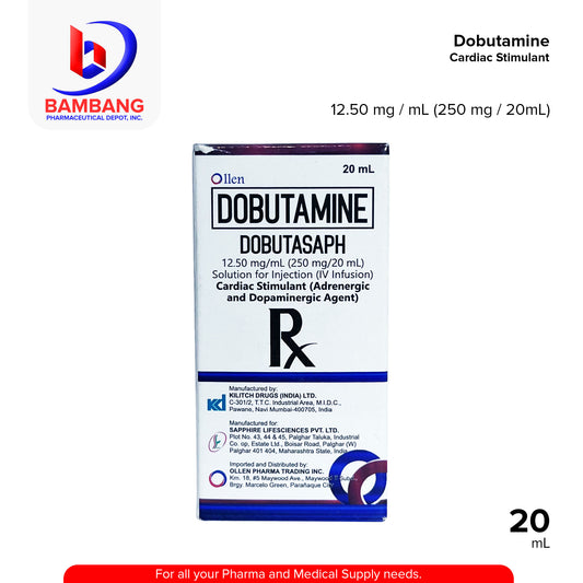 DOBUTASAPH Dobutamine 12.50mg/ml (250mg/20ml) Solution For Injection 20ml