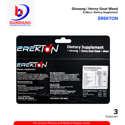 EREKTON Dietary Supplements Ginseng Horny Goat Weed Maca Capsule 3's Enhance stamina boost energy