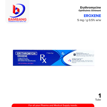 EROXENE Erythromycin 5mg/g (0.5% w/w) Ophthalmic Ointment 1 Tube 5g