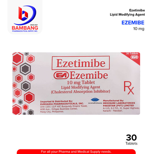 EZEMIBE Ezetimibe 10mg Tablet Lipid Modifying Agent Tablet 30's