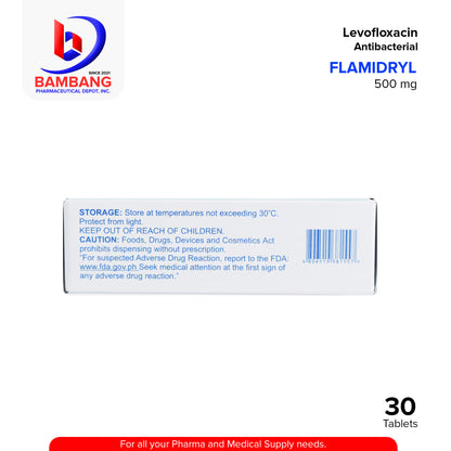 FLAMIDRYL Levofloxacin Antibacterial 500mg Film-Coated Tablet 30's