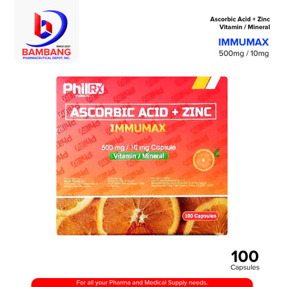 IMMUMAX Ascorbic Acid + Zinc 500mg/10mg Capsule 100's