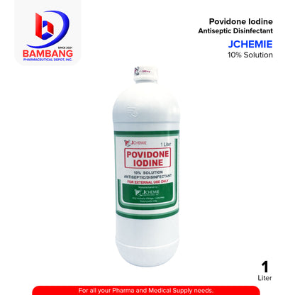J CHEMIE Povidone Iodine 10% Solution Antiseptic Disinfectant 1 Liter
