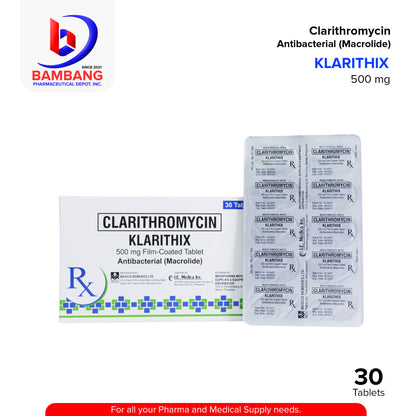 KLARITHIX Clarithromycin Antibacterial Macrolide 500mg Tablet 30's