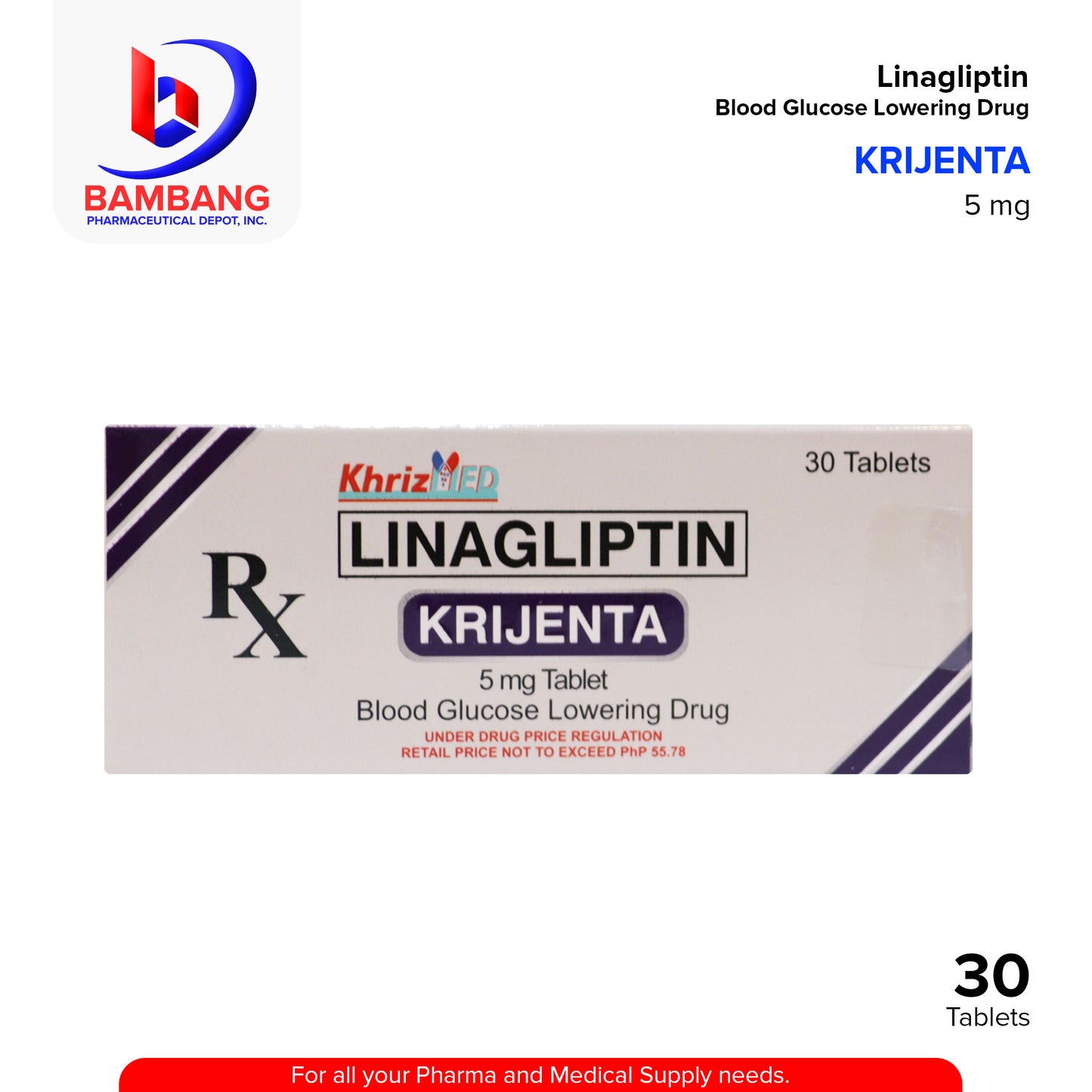 KRIJENTA Linagliptin Blood Glucose 5m Tablet 30's
