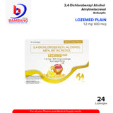 LOZEMED Plain 2,-4 Dichlorobenzyl Alcohol Amylmetacresol 1.2 mg / 600 mcg Lozenge Anticeptics Honey Lemon Flavor 24's