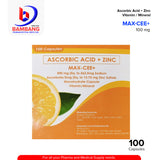 MAX-CEE+ Ascorbic Acid + Zinc 500mg Capsule 100's