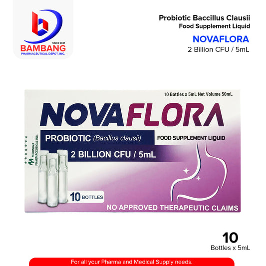 NOVA FLORA Probiotic Baccillus Clausii Food Supplement Liquid 2 Billion CFU / 5 mL Bottle 10s