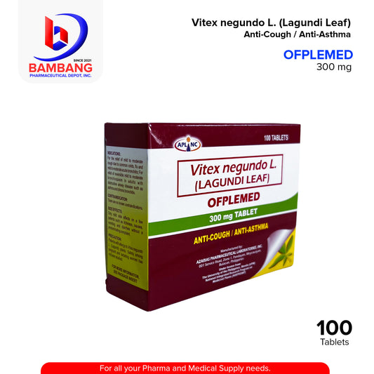OFPLEMED Vitex Negundo L. Lagundi Leaf 300 mg Anti Cough Anti Asthma Tablet 100's