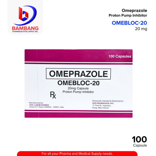 OMEBLOC Omeprazole 20mg Proton Pump Inhibitor Capsule 100's