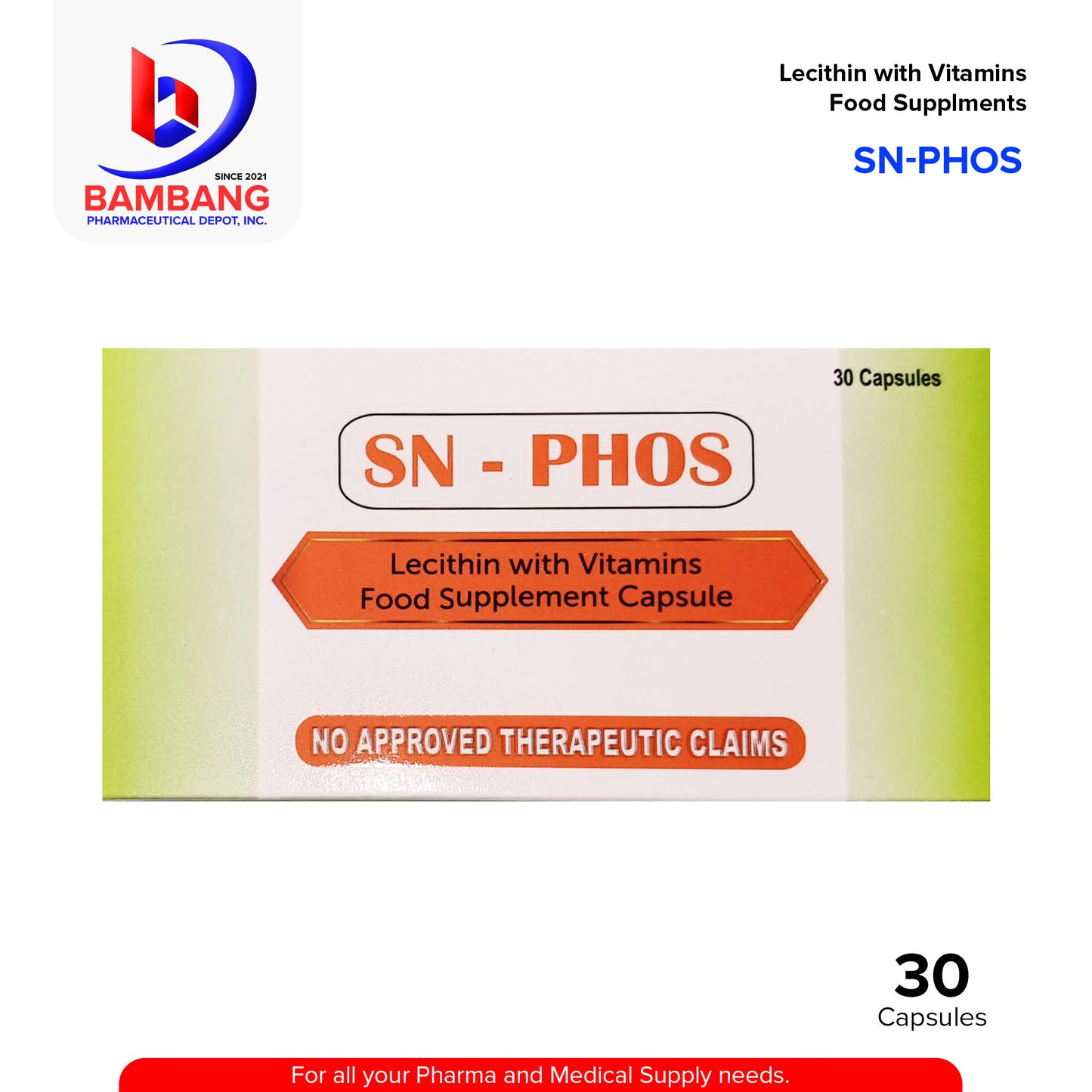 SN PHOS Lecithin with Vitamins Food Supplement Capsule 30's