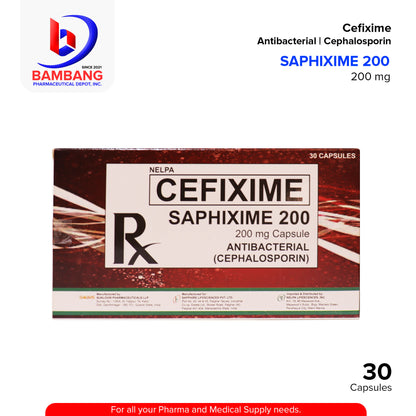 Saphixime Cefixime Antibacterial Cephalosporin 200mg Capsule 30's