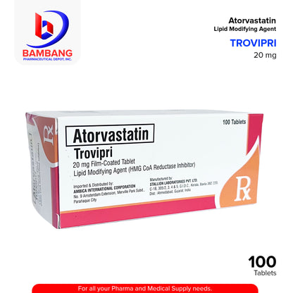 TROVIPRI Atorvastatin 20mg Lipid Modifying Agent Tablet 100's