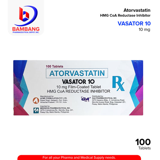 VASATOR Atorvastatin 10mg Film Coated Tablet 100's