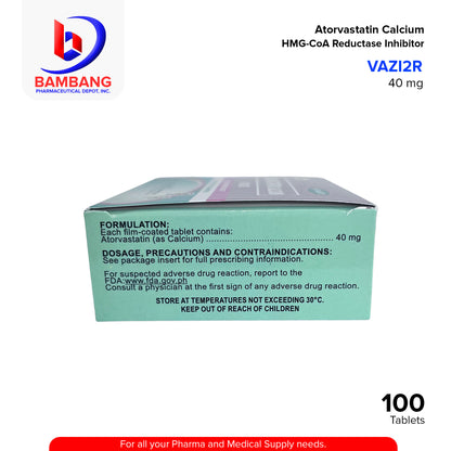 VAZI2R Atorvastatin Calcium HMG-CoA Reductase Inhibitor 40mg Film Coated Tablet 100's