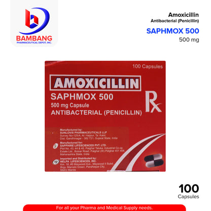 SAPHMOX 500 Amoxicillin 500mg Antibacterial Capsule 100's