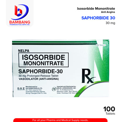 SAPHORBIDE 30 Isosorbide Mononitrate 30mg Prolonged Release Tablet 100's