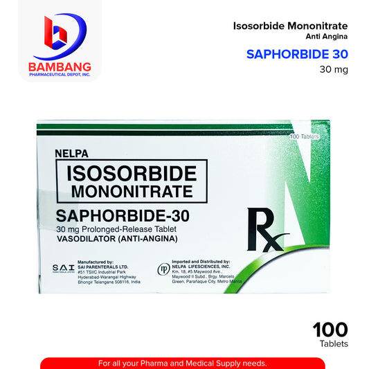 SAPHORBIDE 30 Isosorbide Mononitrate 30mg Prolonged Release Tablet 100's
