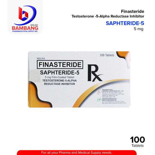 Box of Finasteride tablets with Bambang Pharmaceutical logo on a white background