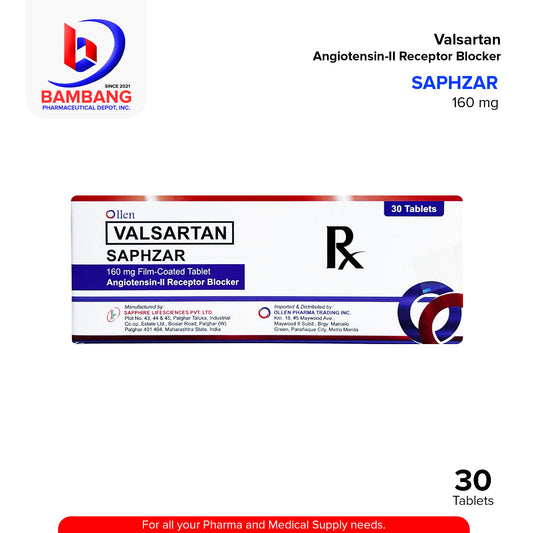 SAPHZAR Valsartan Angiotensin II Receptor Blocker 160 mg Film Coated Tablet 30's