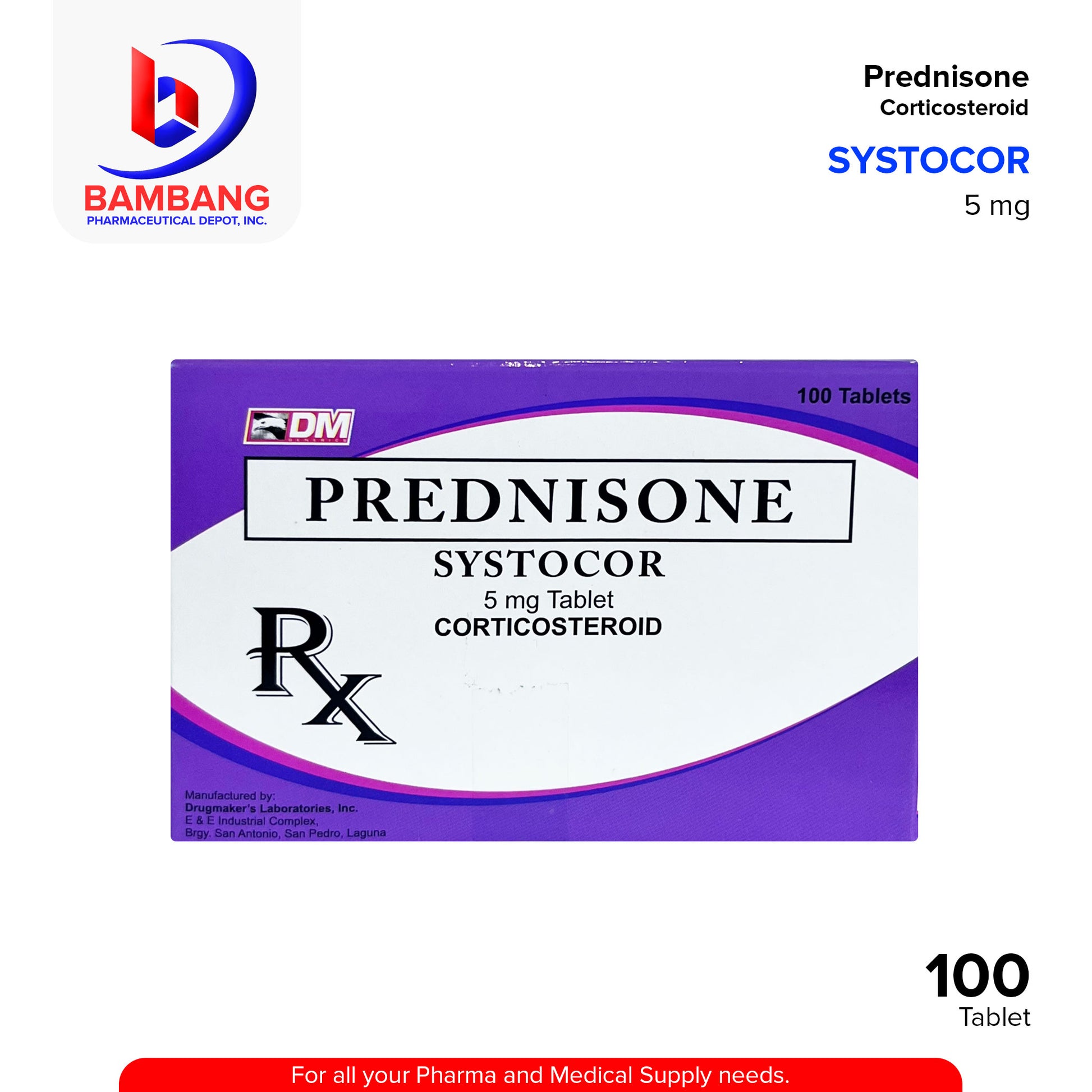 SYSTOCOR Prednisone 5mg Tablet 100's