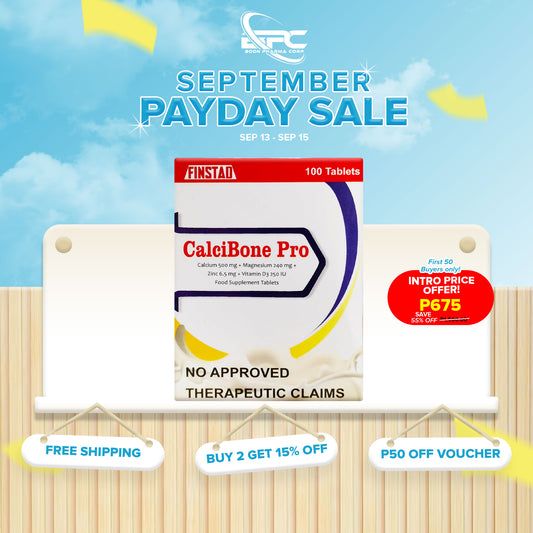 CALCIBONE PRO Calcium 500mg + Magnesium 240 mg + Zinc 6.5 mg + Vitamin D3 250 IU Food Supplement Tablet 100's