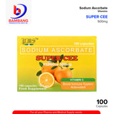 SUPERCEE PLUS Sodium Ascorbate Fortified with Zinc 500mg Capsule 100's