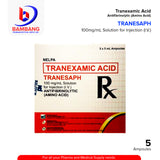 TRANESAPH Tranexamic Acid 100mg/ml Solution for Injection IV 5ml x Ampoules 5's