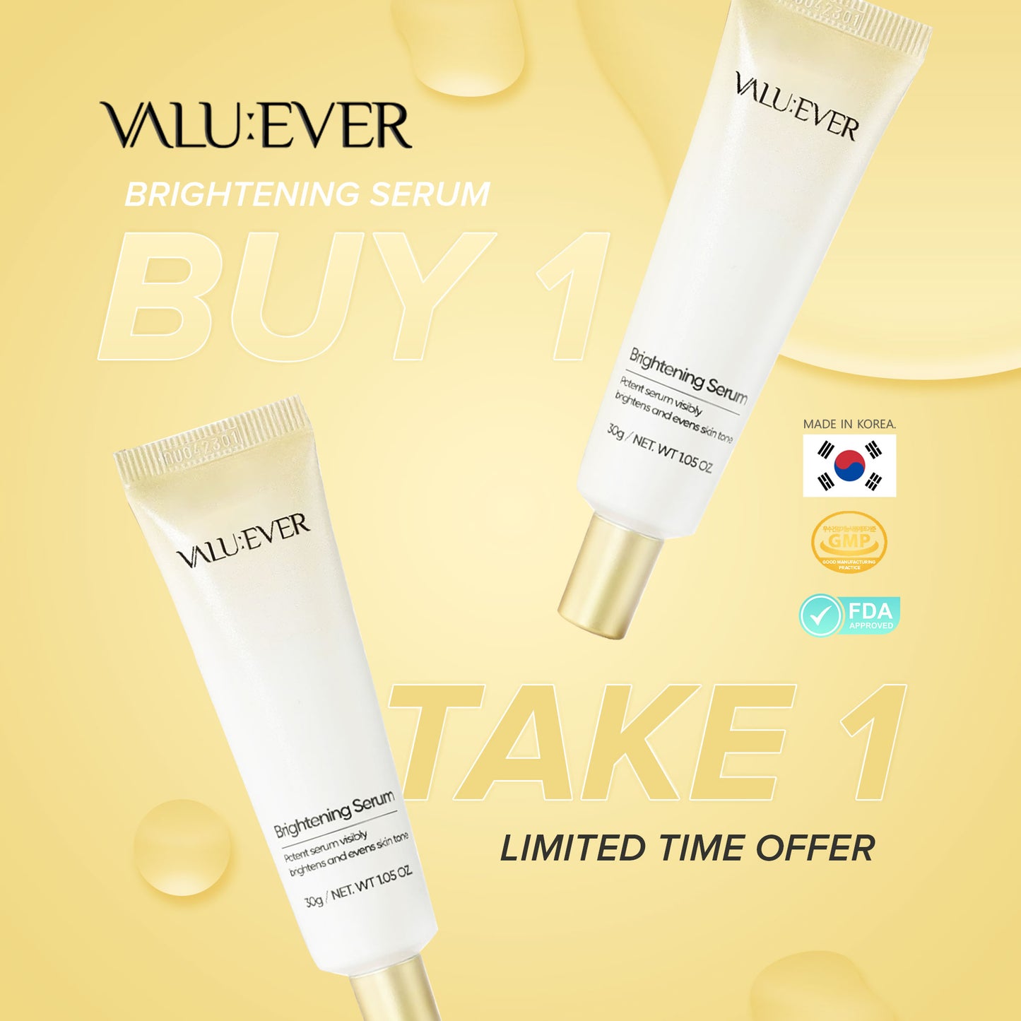 VALU:EVER Potent Skin Brightening Serum 30g Even Tone Radiant Glow