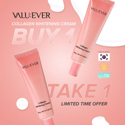 VALU:EVER Collagen Whitening Face Cream 30g Skin Revitalizing Made in Korea