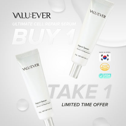 VALU:EVER Ultimate Cell Repair Face Serum 30g Fast Absorbing Moisturizing Antioxidant