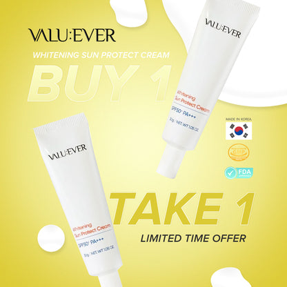 VALU:EVER Whitening Sun Protect Cream 30g SPF50+ PA+++ Korean Sunscreen