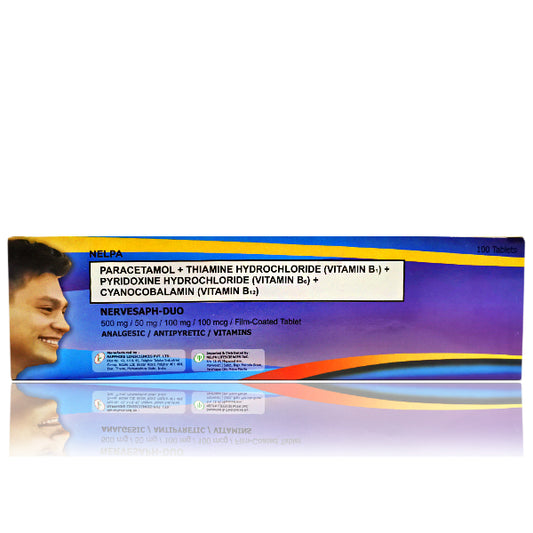 Vitamin B1 + B6 + B12 (Nervesaph Duo) 500mg/ 100mg/ 100mcg Film Coated Tablets 100's