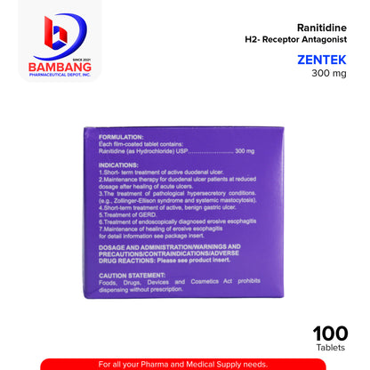 ZENTEK Ranitidine H2 Receptor Antagonist 300mg Tablet 100's