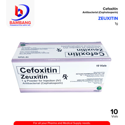 ZEUXITIN Cefoxitin Antibacterial 1g Powder for Injection IV Vials 10's
