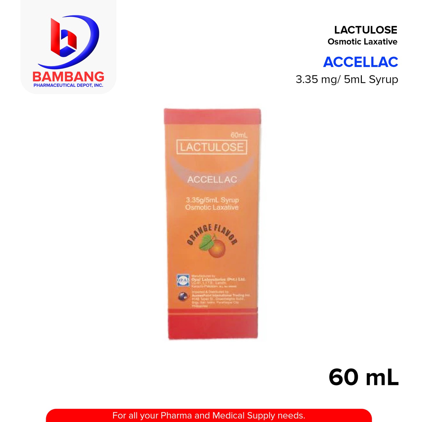 ACCELLAC Lactulose 3.35/5ml Syrup Osmotic Laxative 60ml