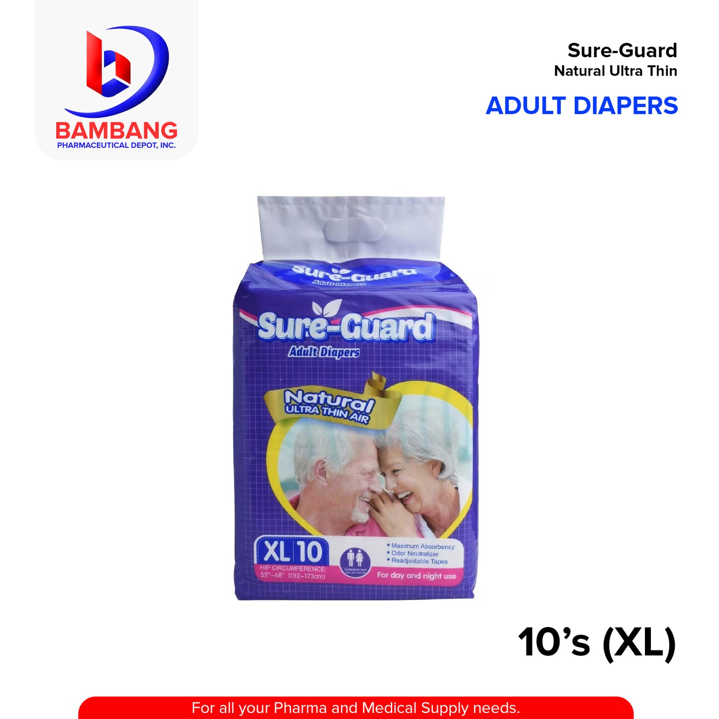 SURE-GUARD Adult Diaper XL 10's