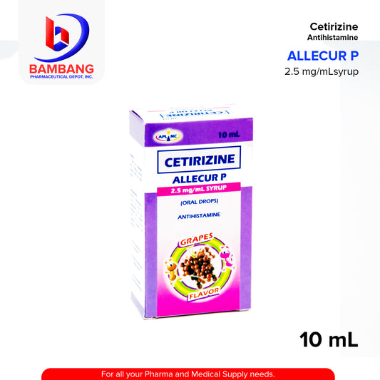 ALLECUR P Cetirizine 2.5mg/ml Syrup Oral Drops 10ml