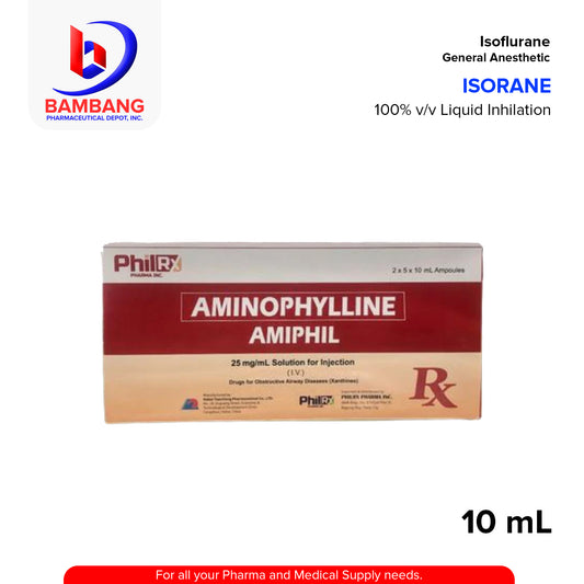 Aminophylline 25mg/ml Solution For Injection 2x5x10 ml Ampoules